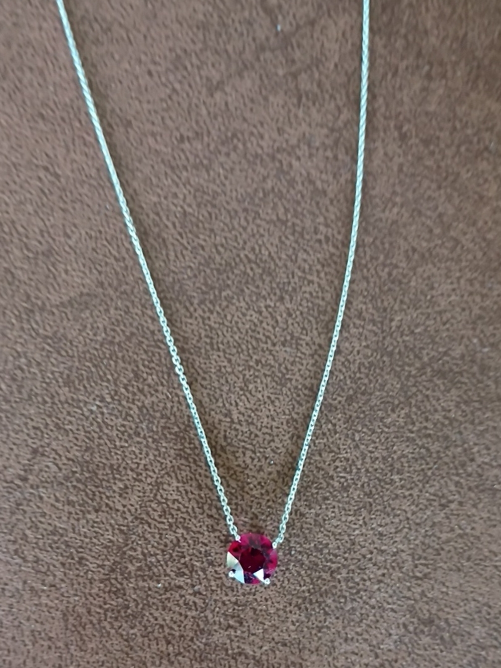 Sterling Silver Ruby Solitaire Pendant Necklace